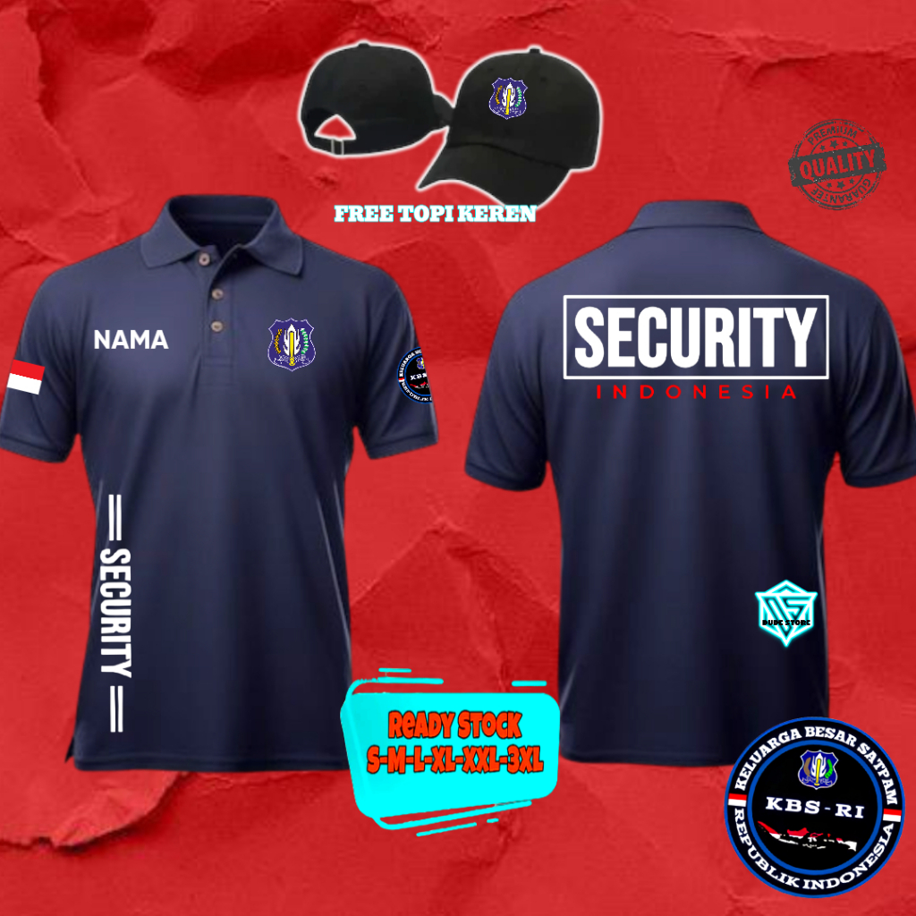 DUDESTORE CLTHING DISTRO POLOSHIRT PROFESI SATPAM SECURITY INDONESIA KBS RI DESIGN KEREN BAHAN ADEM 