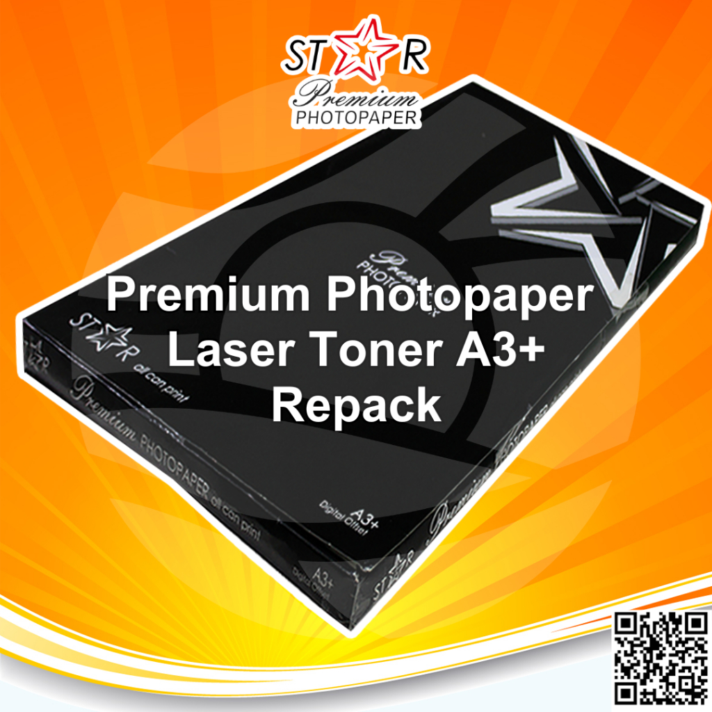 

STAR Professional Glossy Photopaper Resin Coated Digital Print Laser Dry Toner A3+ Kertas Foto High Gloss - Repack 20