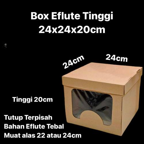 

Box Cake Tinggi 24x24x20cm Box Hampers Parcel Jendela Mika