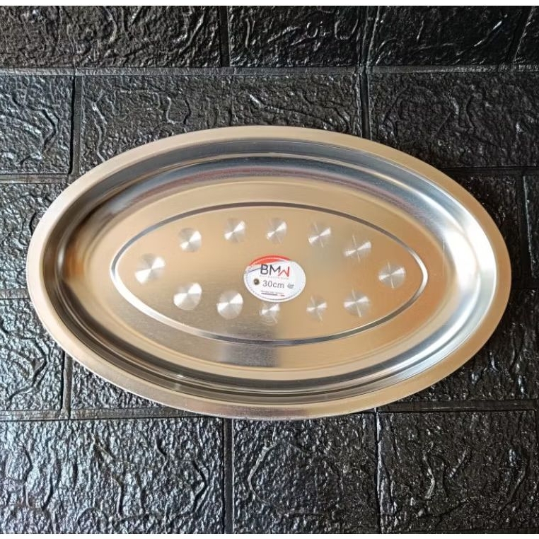 Piring Oval Stainless Steel 30 cm / Nampan Oval Stainless Steel / Piring Sayur / Piring Saji