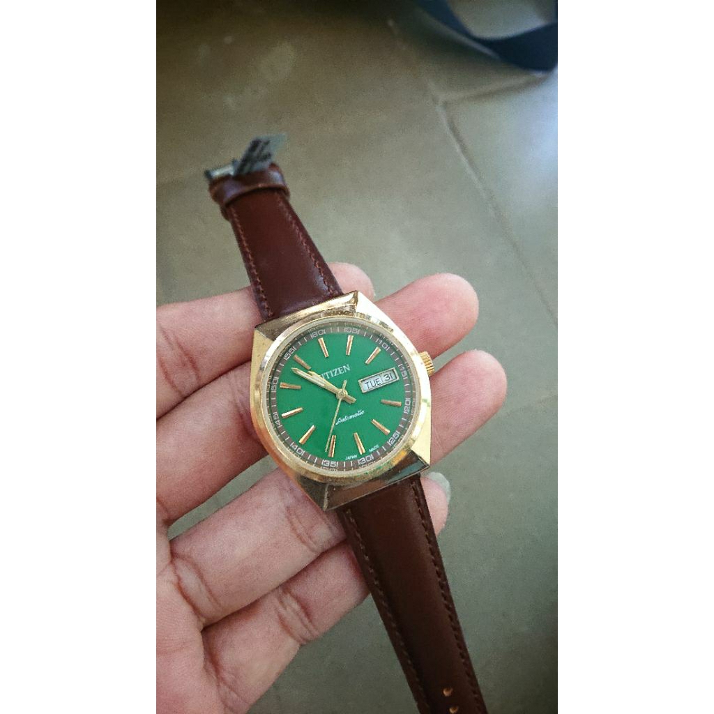 Jam Vintage Citizen Dial Hijau Automatic