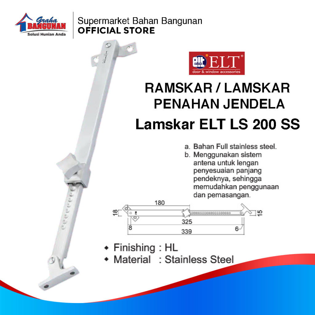 Lamskar Jendela ELT LS 200 SS / Penahan Jendela / Ramskar