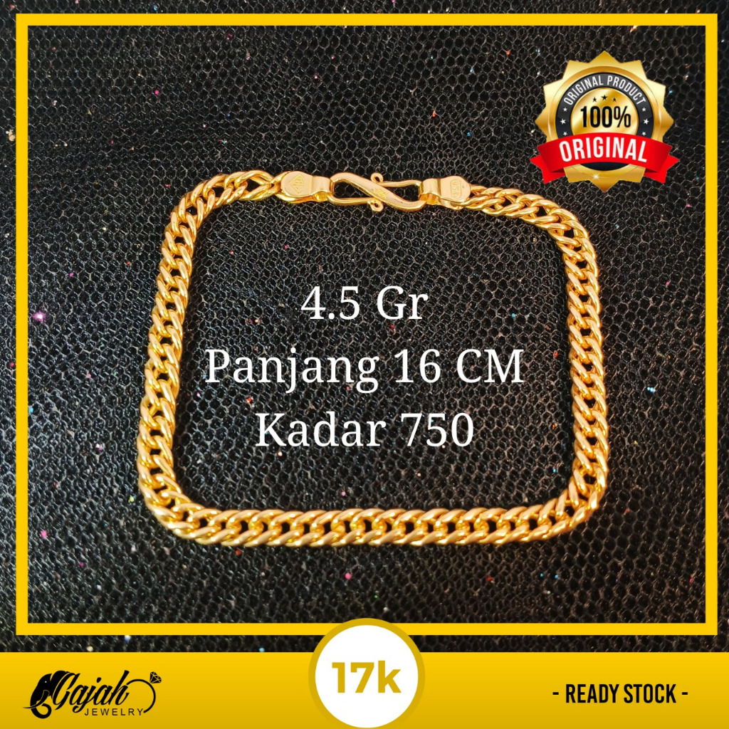 Gelang Emas 17K - Toko Emas Gajah Online Hollow 4.5 Gr