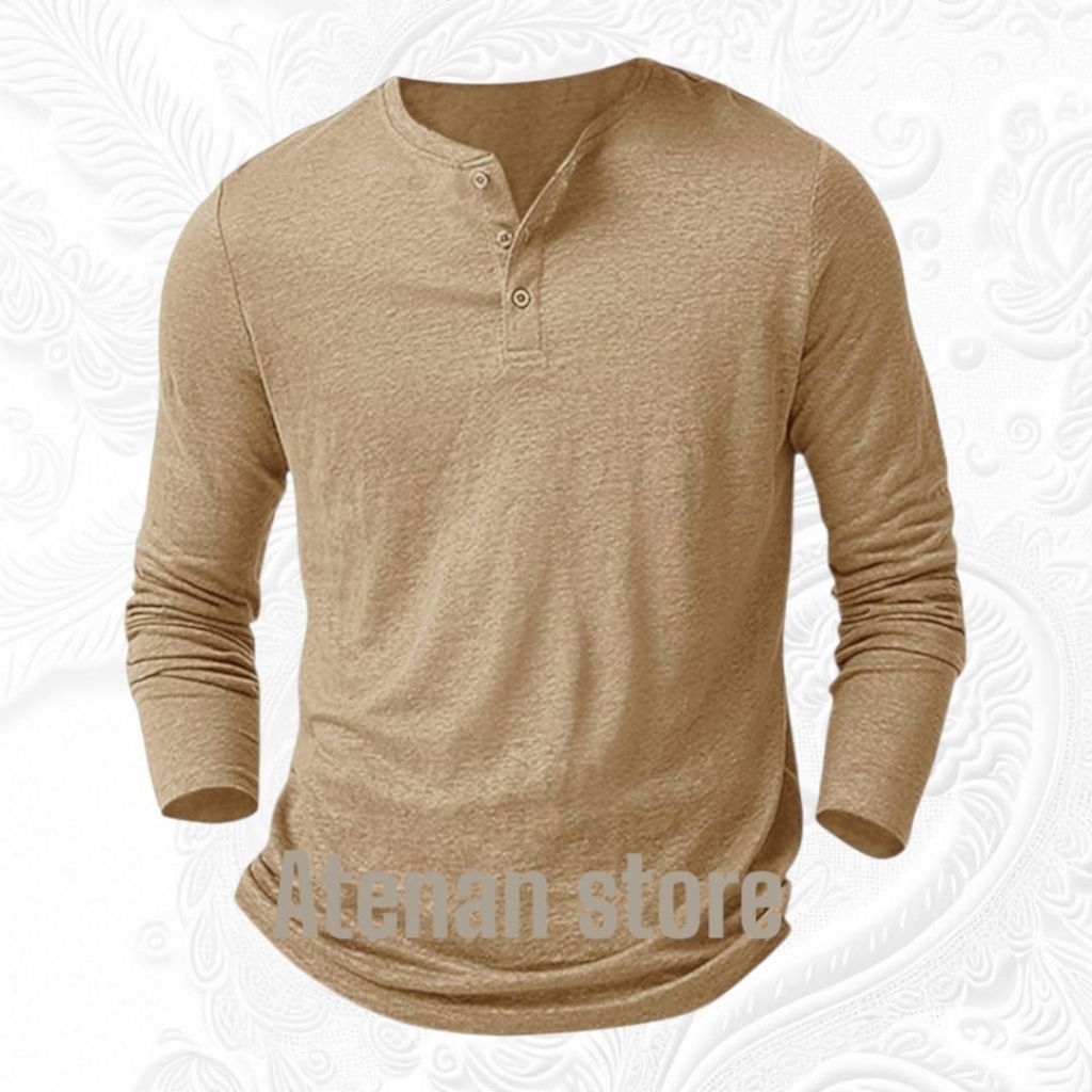 kaos kancing pria panjang / polos panjang / kaos hanley _ kaos / kaos viral / kaos kacing tiga / kao