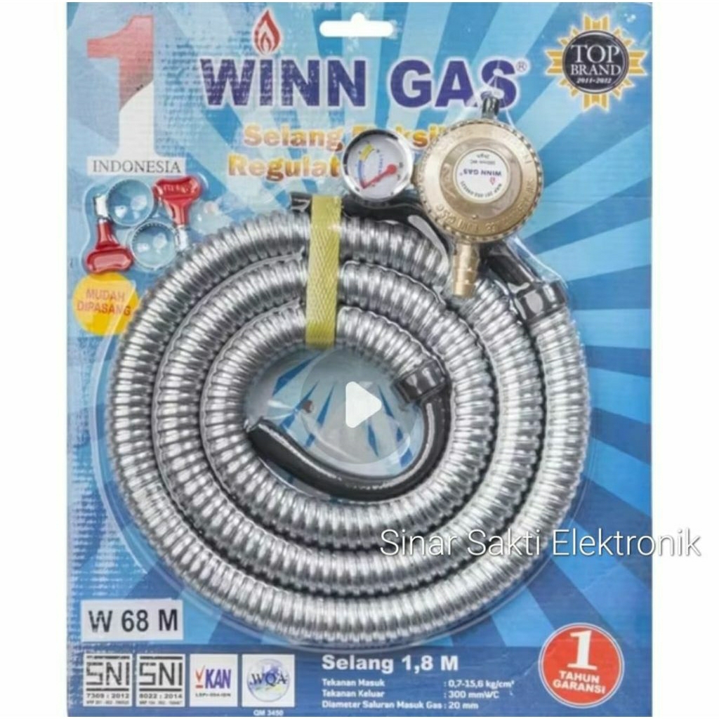 Selang paket regulator kompor gas LPG elpiji Winn Gas / selang set SNI