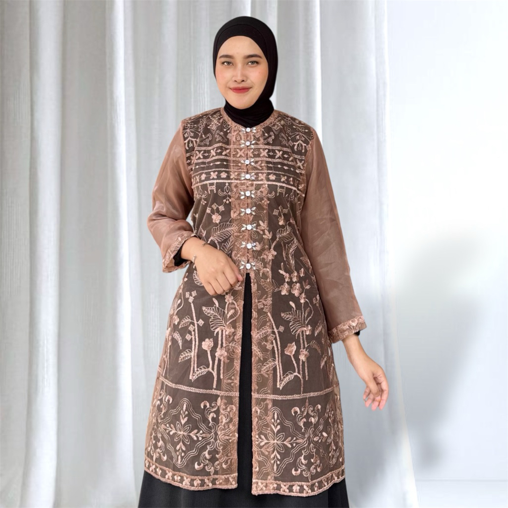 OUTER CARDIGAN BROKAT TILE MUSLIMAH BAJU HARI RAYA KONDANGAN