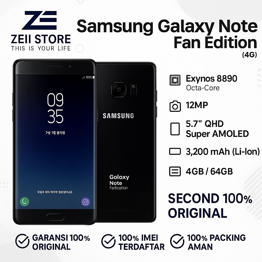 Samsung Galaxy Note Fe 4/64 Second Sein Resmi Indonesia Mulus