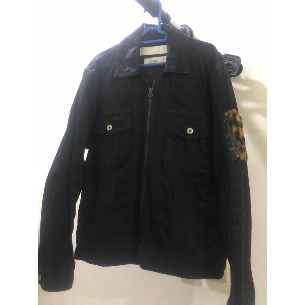Elhaus X Zodiac Jakarta denim jacket black with leopard tag