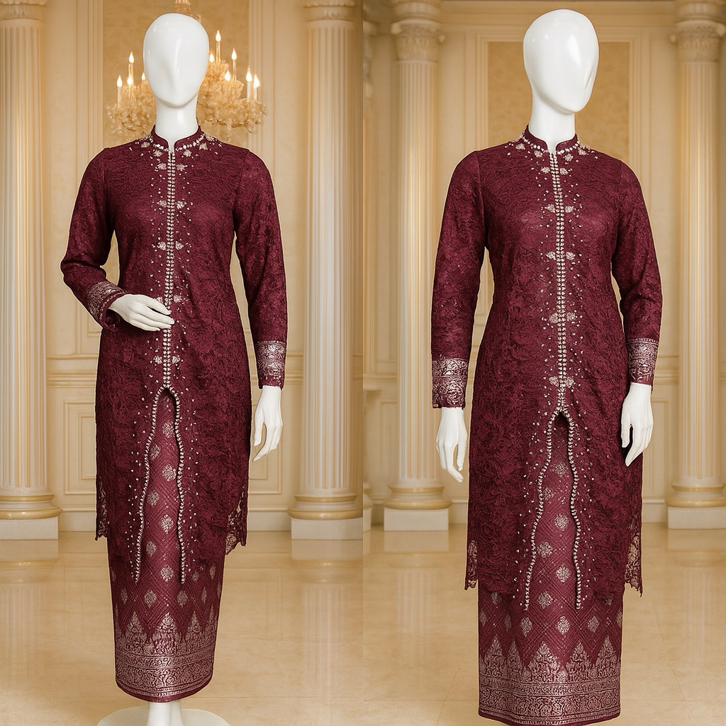 Vanriz Kebaya-Kebaya Tunik Burkat Wanita Modern Baju Kurung Sabrina Jumbo Atasan Panjang Kondangan