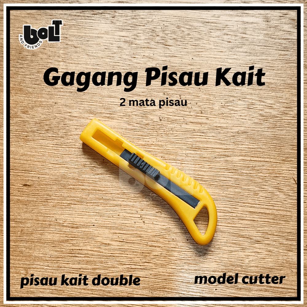 Gagang Handle Pisau Kait Double Blade | Model Cutter + Safety Lock | Untuk 2 Mata Pisau