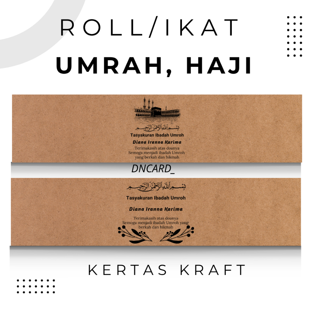 

ROLL/PENGIKAT TASYAKURAN UMRAH SYUKURAN KERTAS KRAFT DAN SAMSONS