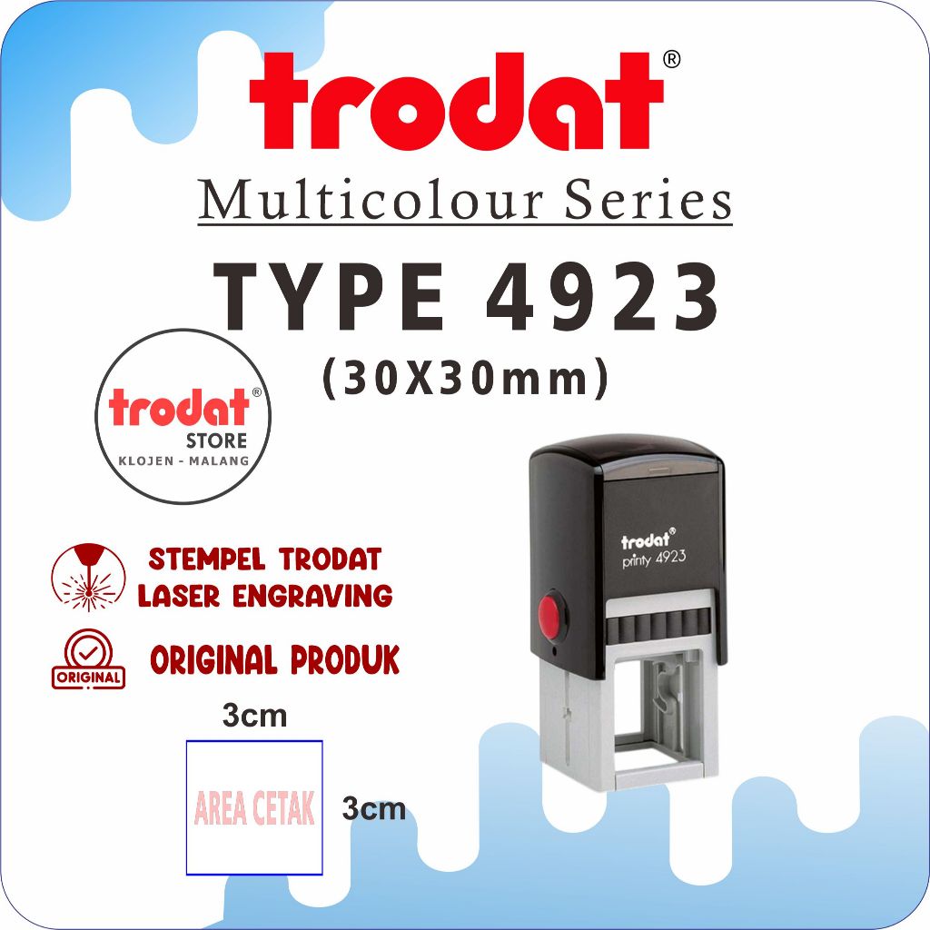 

Stempel Trodat 4923 (30x30 mm) Stempel Warna Otomatis, Original Trodat