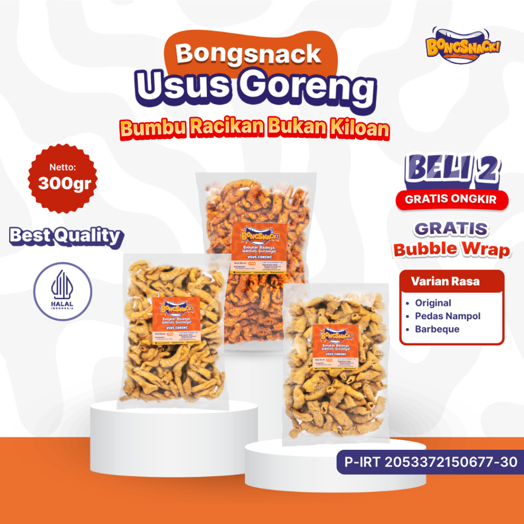

BONGSNACK Cemilan Usus Goreng- Isi 300gr Varian Rasa Cemilan Enak