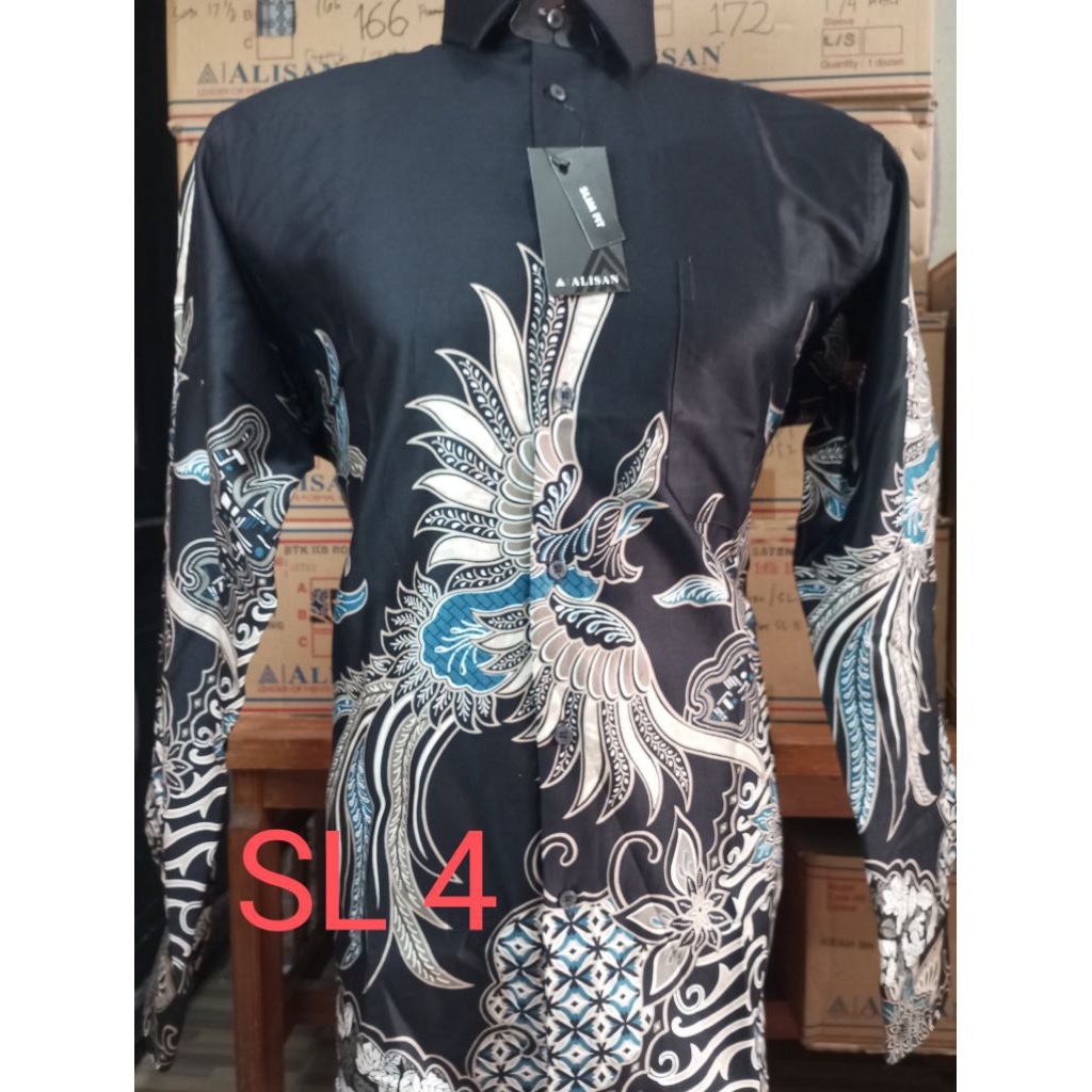 Alisan batik lengan panjang slimfit, kemeja batik alisan lengan panjang