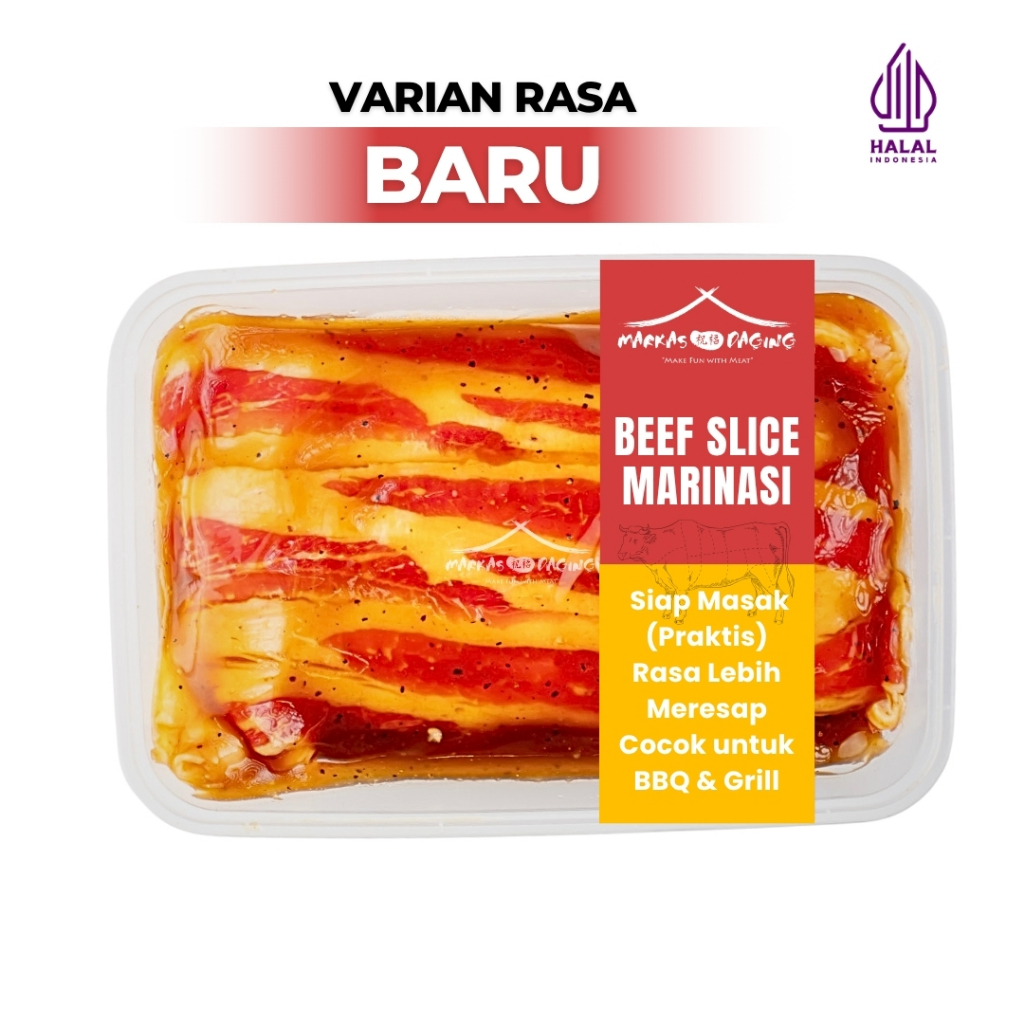 

MARINASI Beef Slice Daging Sapi Marinasi Frozen HALAL 350 Gr - Markasdaging