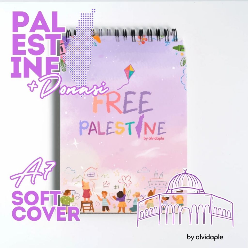 

Note Book Soft Cover A7 Free Palestine Palestina Pink Sky By alvidaple