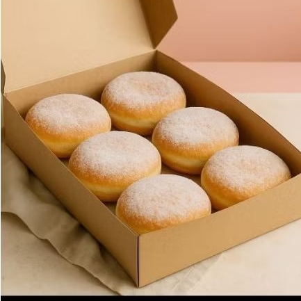 

donat lembut premium tabur gula halus