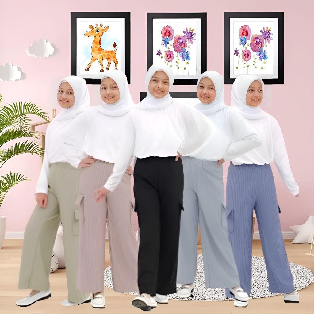 celana kulot cargo knit anak anak wanita