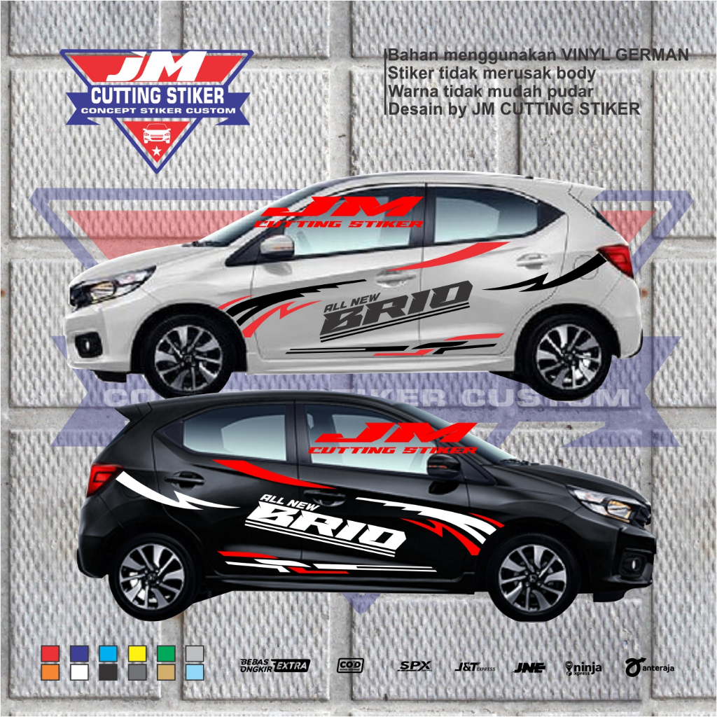 stiker mobil honda brio cutting stiker body samping mobil brio