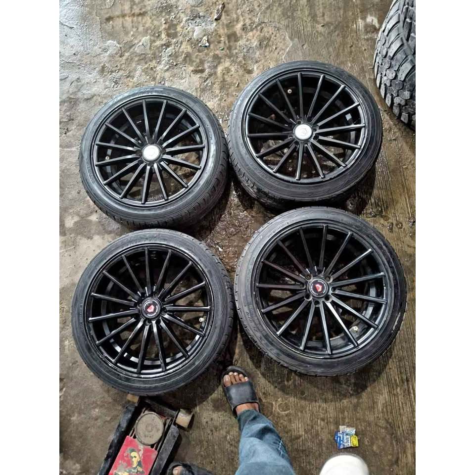 VELG MOBIL RACING VOSSEN RING 17 LEBAR 7,5/8,5 LUBANG BAUT PCD 4X100, 4X114 + BAN FALKEN 215 45 R17 