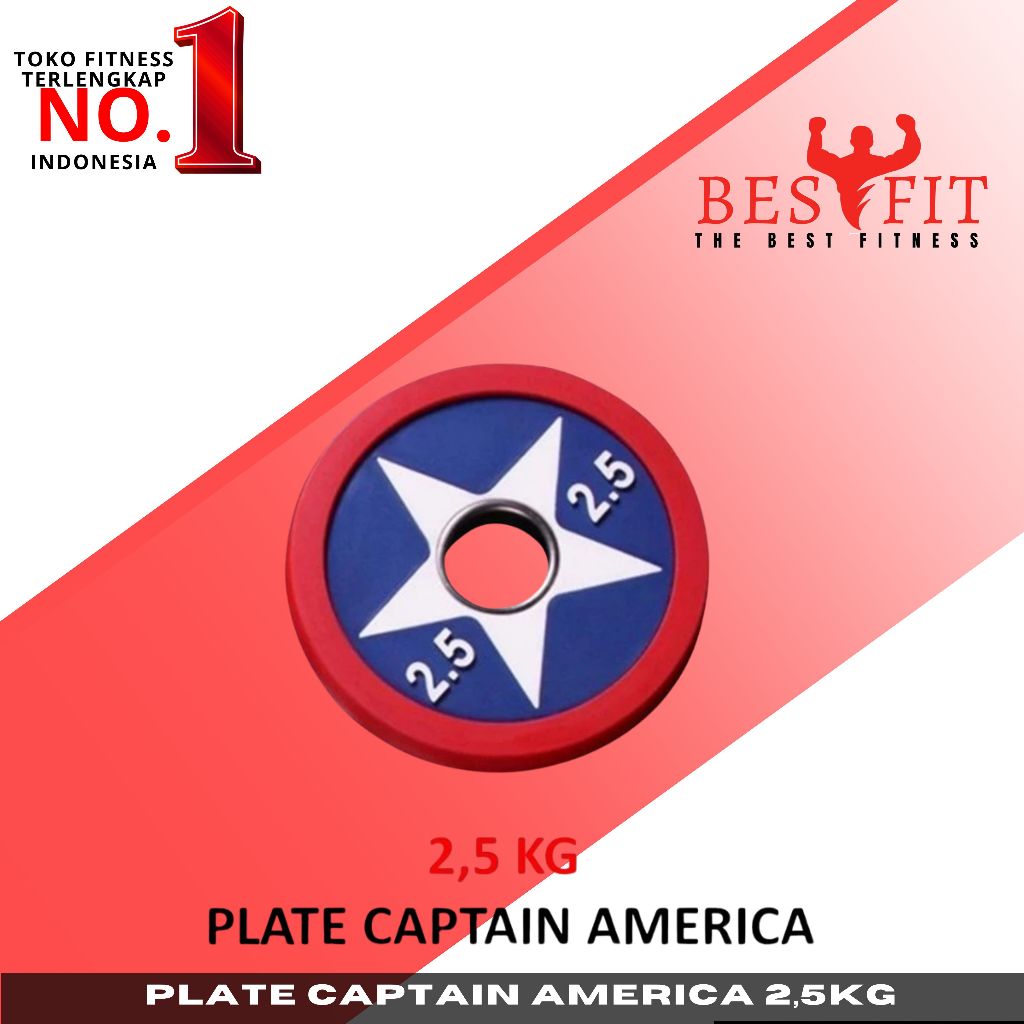 Alat Olahraga Fitness Gym Captain America Weight Rubber Plate Olympic Bumper 5 Kg