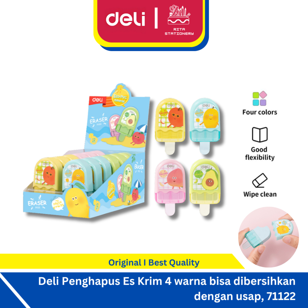 

Deli Penghapus Es Krim Lucu 4 warna bisa dibersihkan dengan usap - 71122