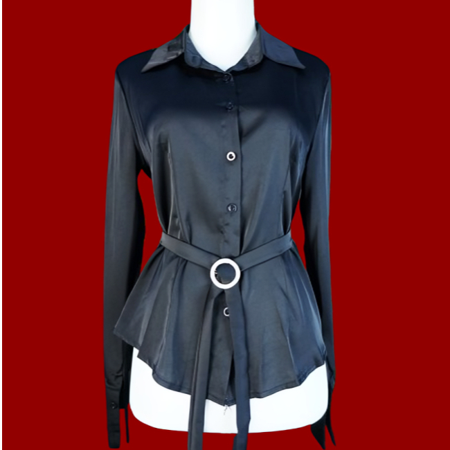 Kemeja Wanita Hitam Shirt September Import Bangkok