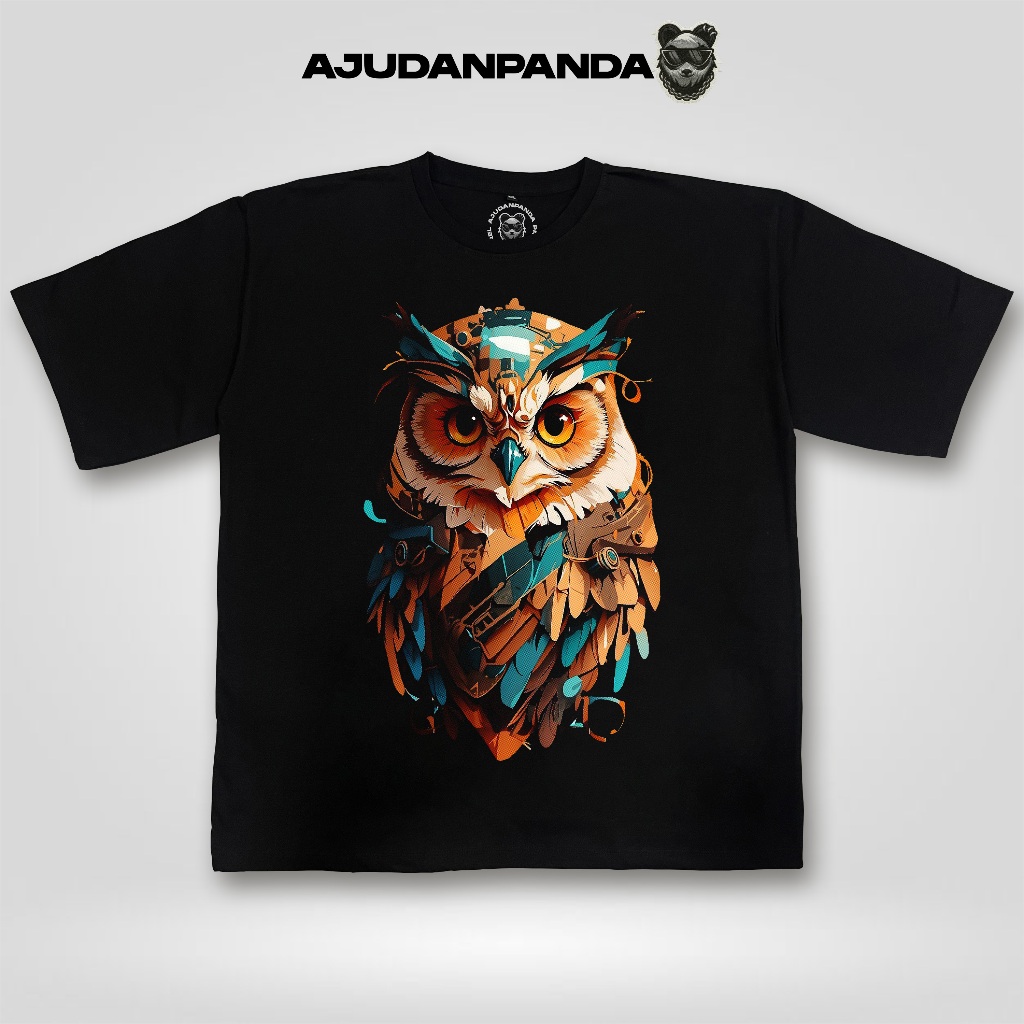 AjudanPanda - Kaos Oversize Premium Streetwear Unisex 3D Futuristic Owl Burung Hantu