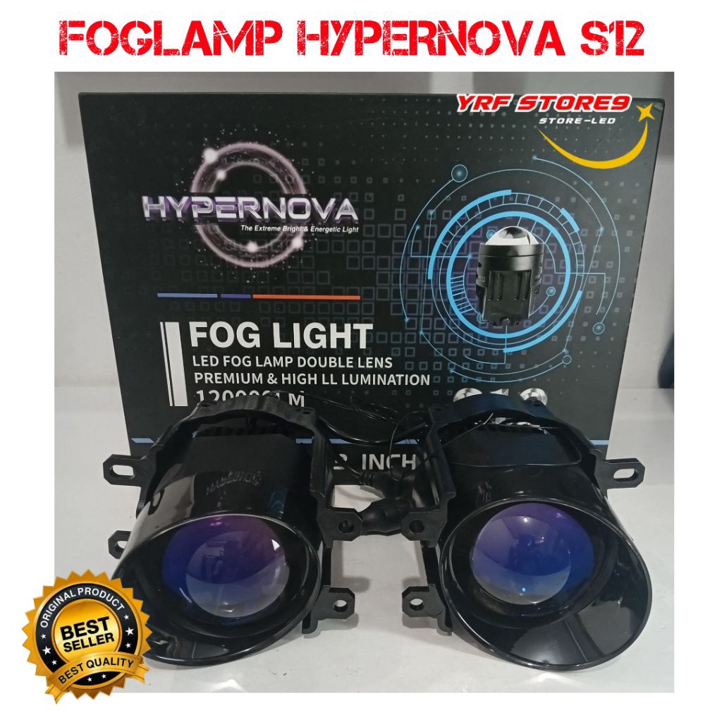 ORIGINAL LAMPU FOGLAMP BI-LED S12 80 WATT BLUELENS FOGLAMP 3 WARNA 1 WARNA LAMPU MOBIL KABUT