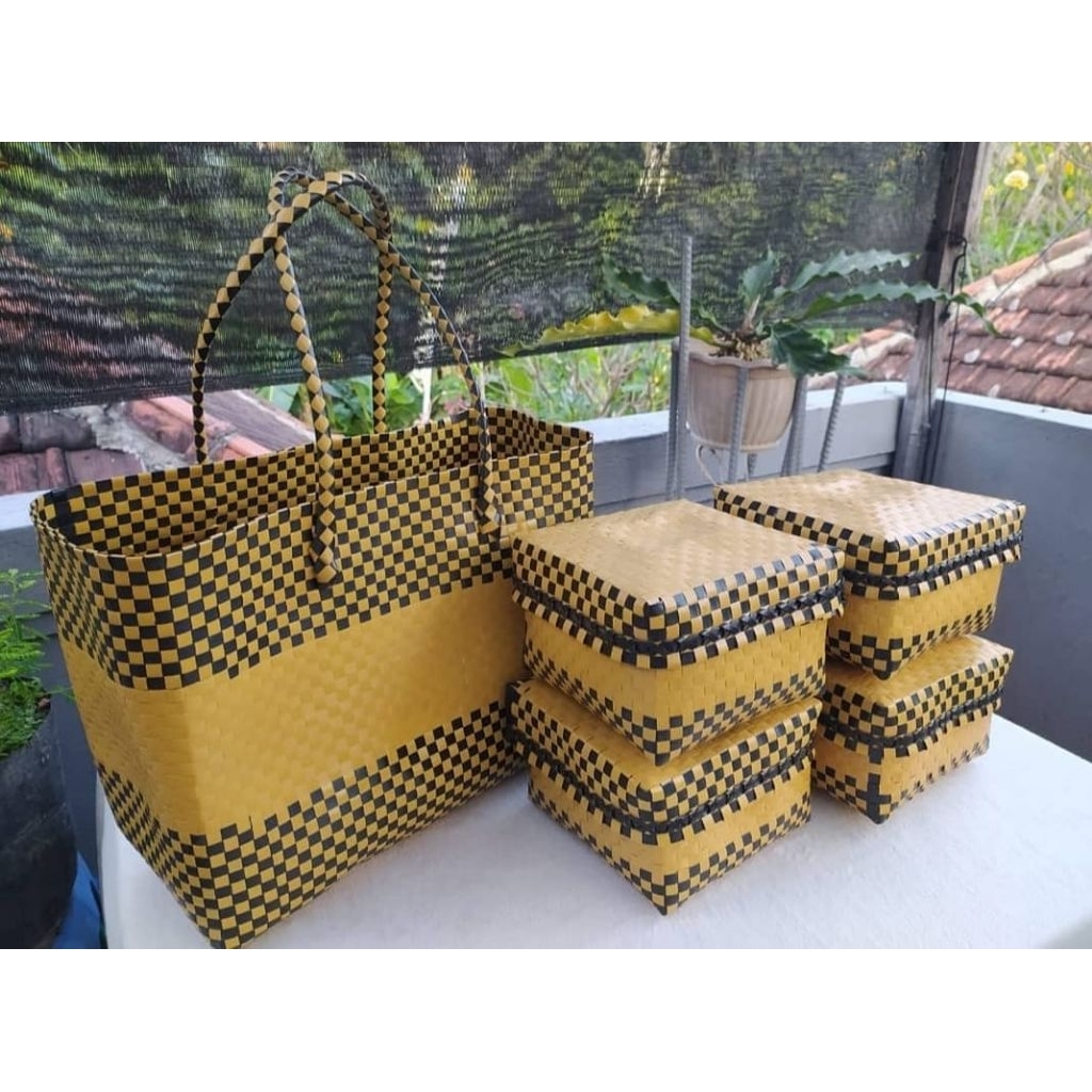 READYSTOCK Set Tas Keben plastik kaca isi 4 gratis besek bambu/ Tas canang / Set Tas Sodan murah / K