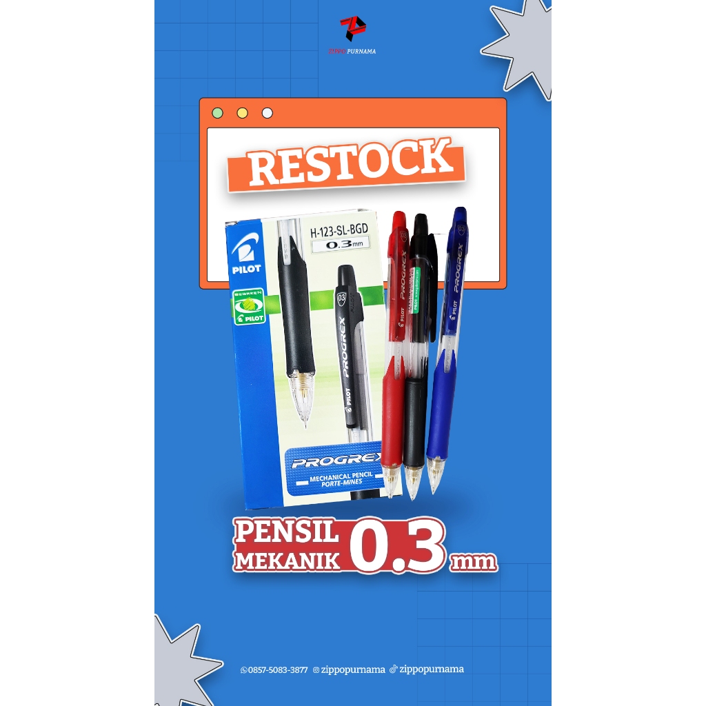 

Pensil Mekanik 0.3 mm pilot progrex
