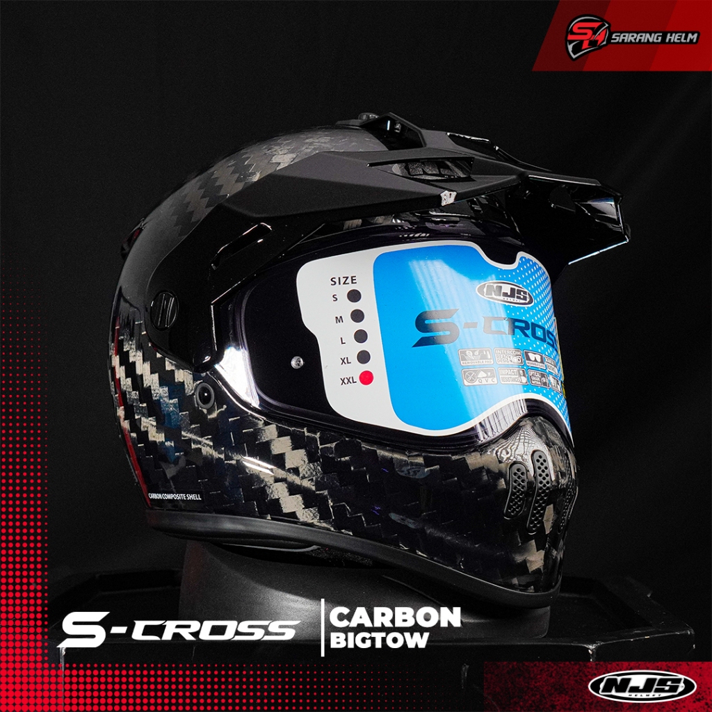 NJS S-Cross Carbon Bigtow - Helm Full Face | Adventure | NJS Scross | Helm Touring | Scross | Carbon