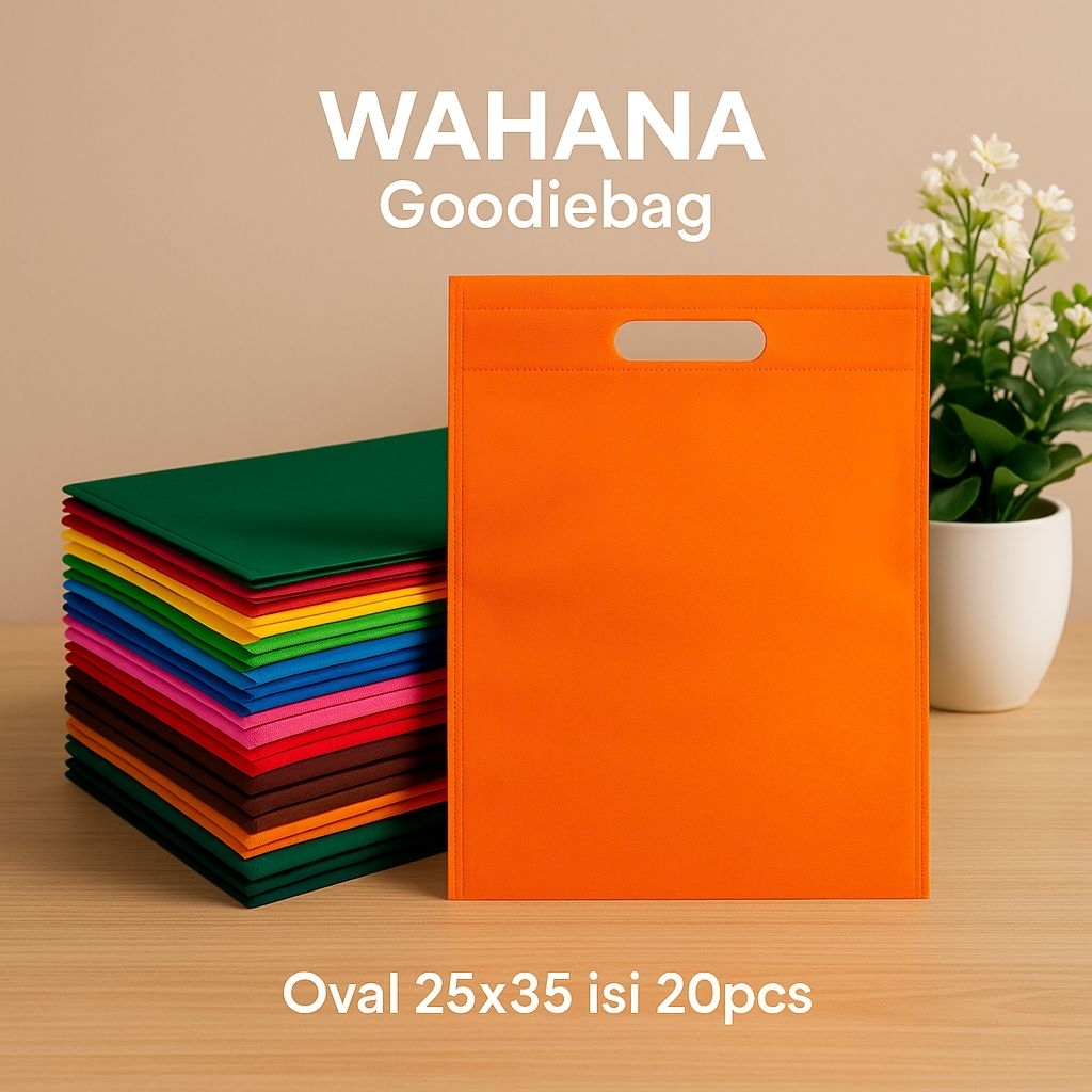

Goodie Bag Tas Belanja Spundbond 25x35 Model Oval Dcut Kantong Kain isi 20pcs