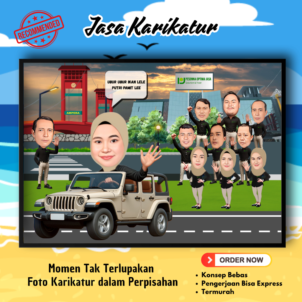 Jasa Edit Karikatur Digital 3 Dimensi ( Soft File ) | Kado Hadiah Untuk Kenang Kenangan, Perpisahan,