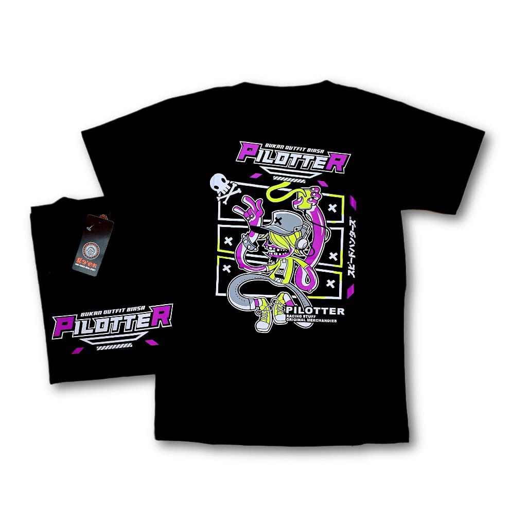 KAOS DISTRO TERBARU MOTIF PILOTER GANK BUKAN OUTFIT BIASA WARNA HITAM