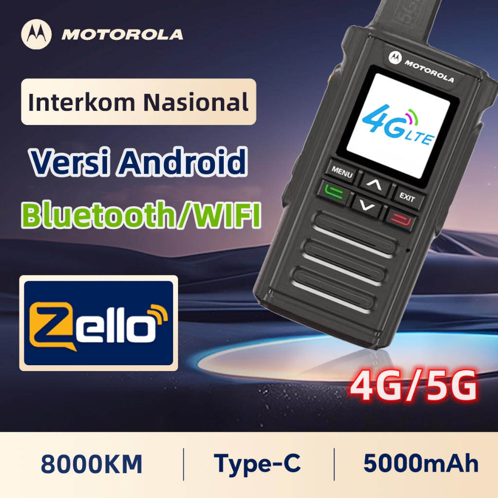HT Motorola Zello T99 Walkie Talkie Jarak Jauh 8000KM Bluetooth/Wi-Fi 2G/3G/4G/5G 5000mAh Type-C Cha