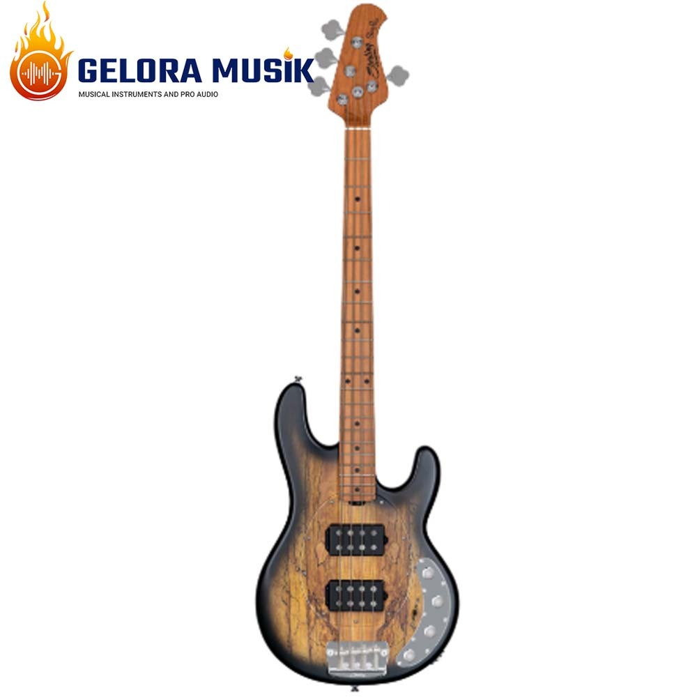 Gitar Bass Sterling by Music Man Ray34 HH,Natural Spated Maple Burst Satin