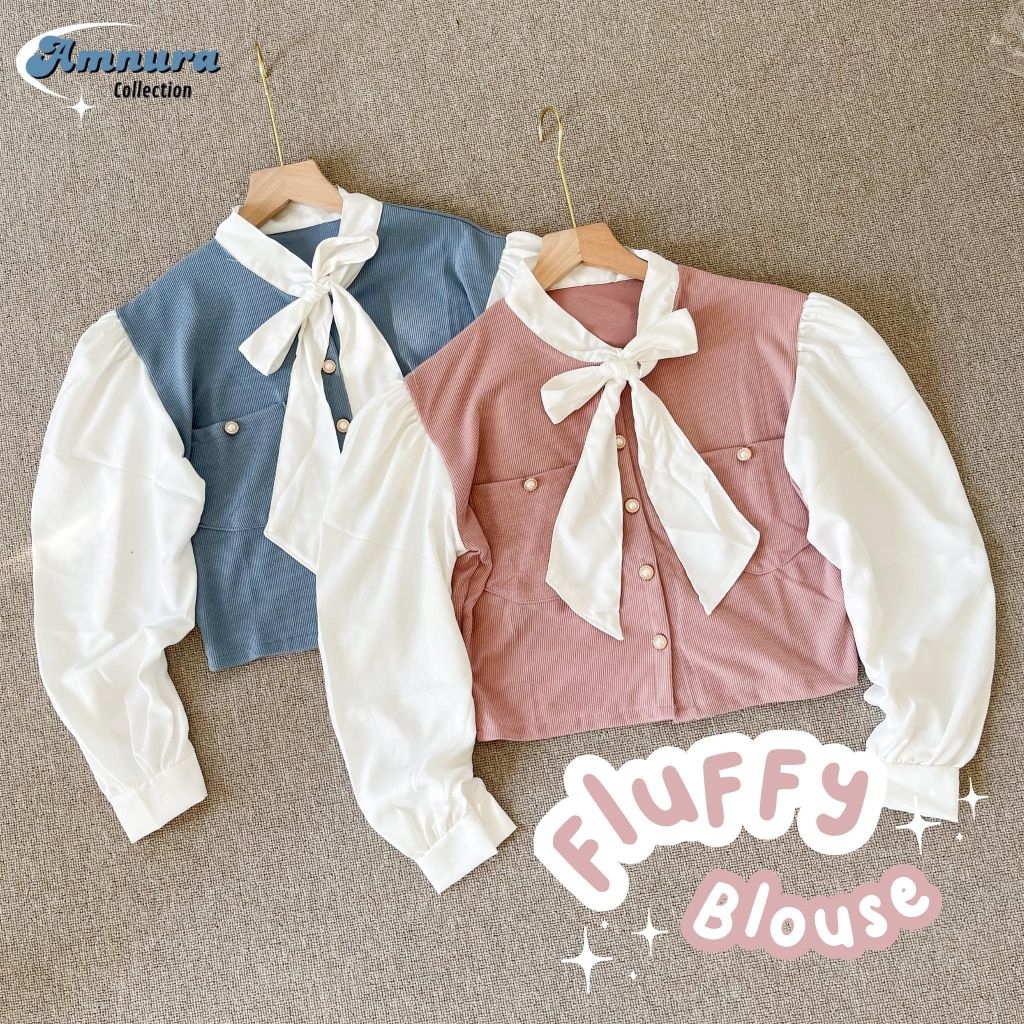 Blouse Pita Korea Crop | Fluffy Knit | Blouse Crop Pita Lengan Panjang | Baju Cewek Korean Style Cut