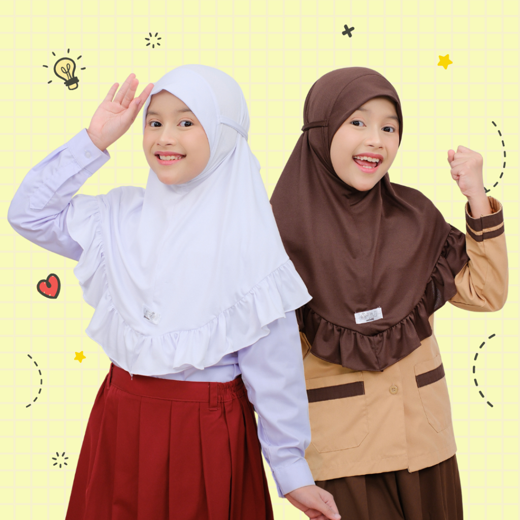 Alma Hijab For School By Lil'O - Hijab Anak Sekolah SD - Kerudung Sekolah Anak Putih - Jilbab Anak S