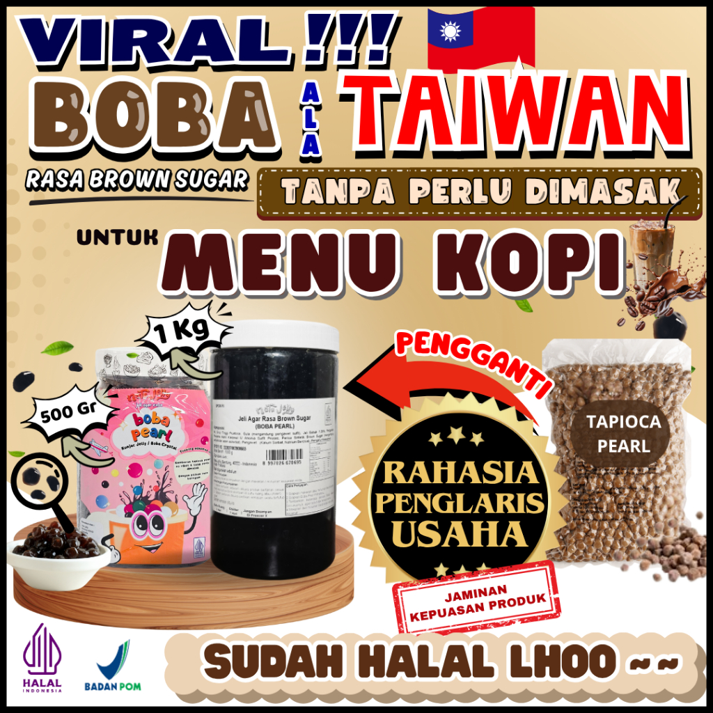 

BobaTapiocaPearlSiapSajiPerpaduan INDOMILK KALENG STERIL Susu UHT Original - Boba Pearl Brown Sugar 1 Kg | Cocok Untuk Semua Jenis Minuman
