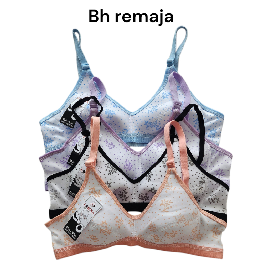 Bh Remaja Bra Pelajar Tanpa BusaTanpa Kawat Motif Kembang Ukuran 32-36