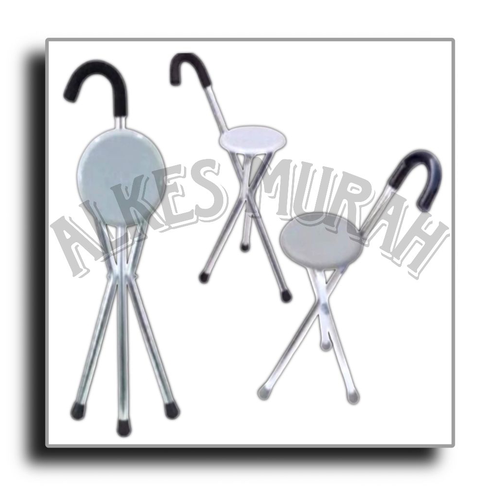 Tongkat duduk Murah/Tongkat Lipat 2in1 /Tongkat kaki 3/