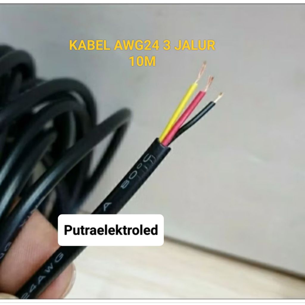 Kabel Awg24 3 jalur Jual Per / 10 meter - Kabel Awg 24 isi 3 Kabel Serabut Tembaga Murni