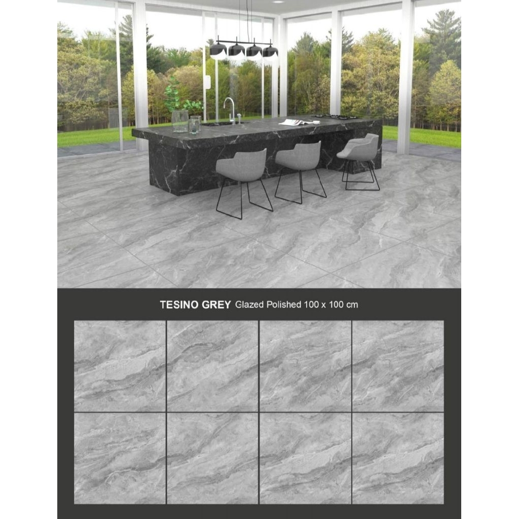 GRANIT MEREK VALENTINO GRESS TYPE TESINO GREY UKURAN 100X100 GLAZED POLISHED