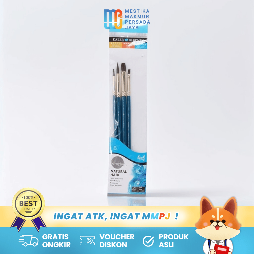 

Daler Rowney Simply Camel Hair Brush Set 4 pcs – Kuas Cat Air Natural Watercolour 216910400