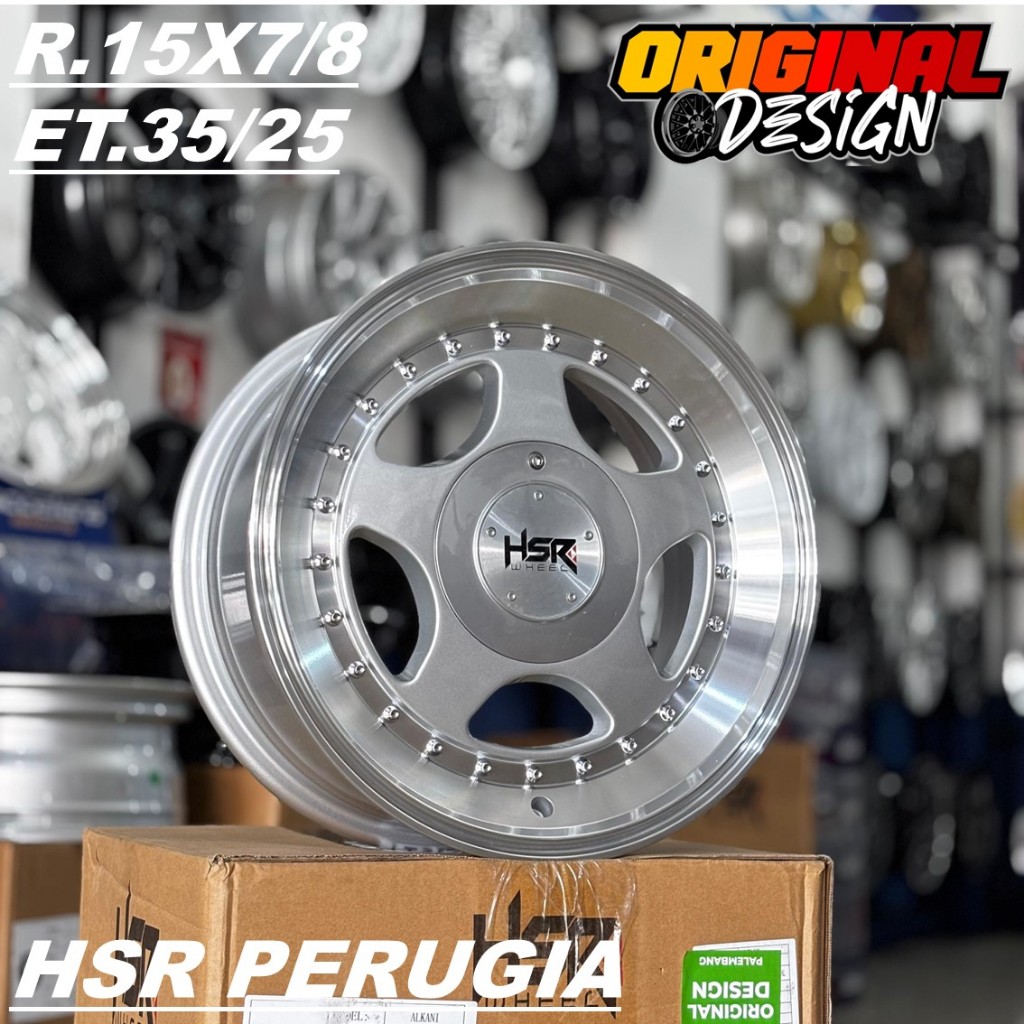Pelek Celong Ring 15 Lebar 7/8 Lubang 4 Velg HSR PERUGIA R15 Silver