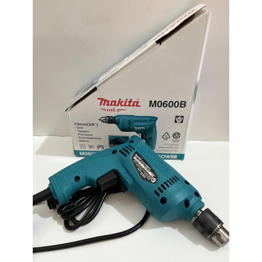 MAKITA Mesin Bor Listrik 10mm Bor Tangan Kayu Besi Electric Drill Reversible Bolak Balik M0600B ORIG