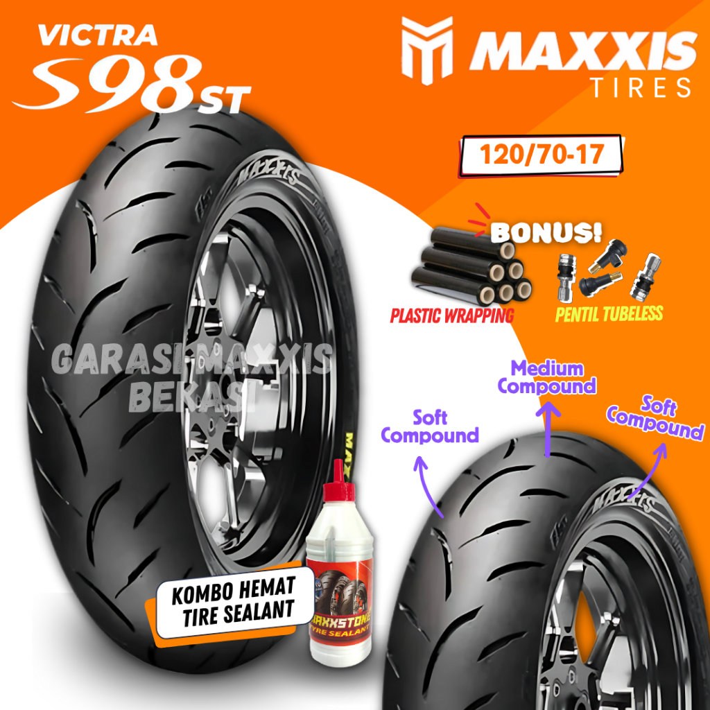 [READY STOCK COD] BAN MAXXIS VICTRA 98ST TUBELESS (120/70-17) RING 17 BAN MOTOR MAXXIS /  BAN DEPAN 