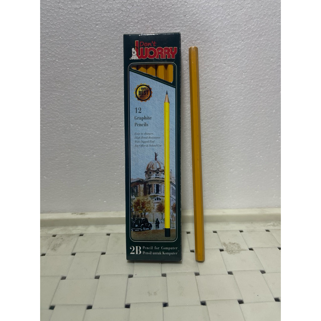 

Pensil Pencil Graphite 2B Murah Don’t Worry isi 12 bukan Grebel Faber Castell Joyko Deli Standart Computer Ujian