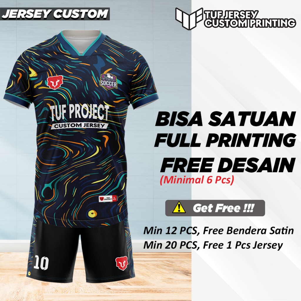 Custom Jersey Futsal Sepak Bola Free Nama Logo Sponsor Full Printing Voli Badminton Volly Volley Sep